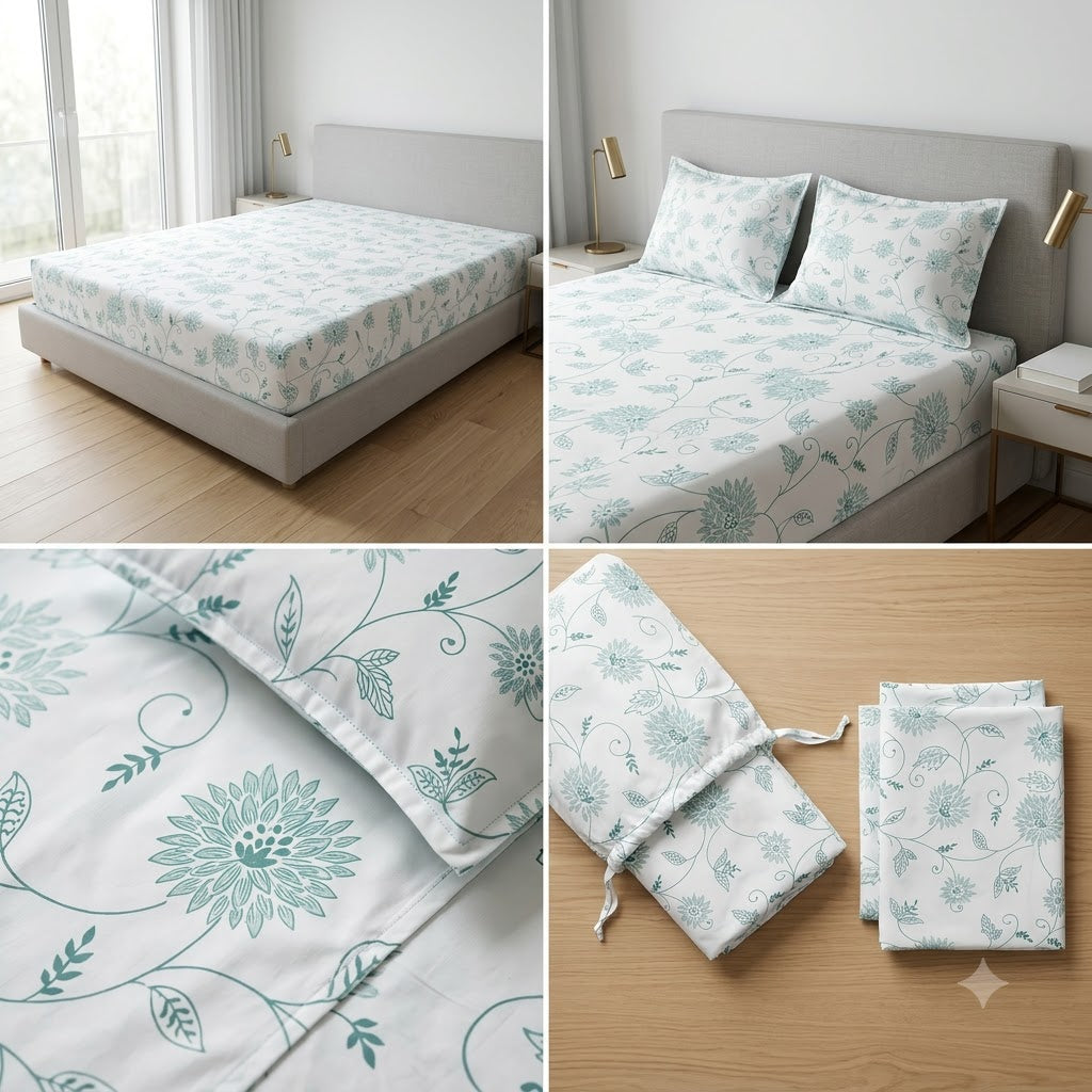 Classical Design Elastic/Fitted Bedsheets Pure Mulmul Cotton 108 BY 108 Inch Product Code :- 55B135RKEH