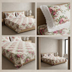 Floral King Size Bedsheet with Designer Lace Pillow Covers (108 x 108 Inches) Product Code:- 55B1099001250KEH