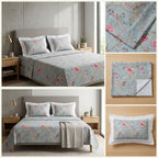 Floral King Size Bedsheet with Designer Lace Pillow Covers (108 x 108 Inches) Product Code:- 55B1099001250KEH