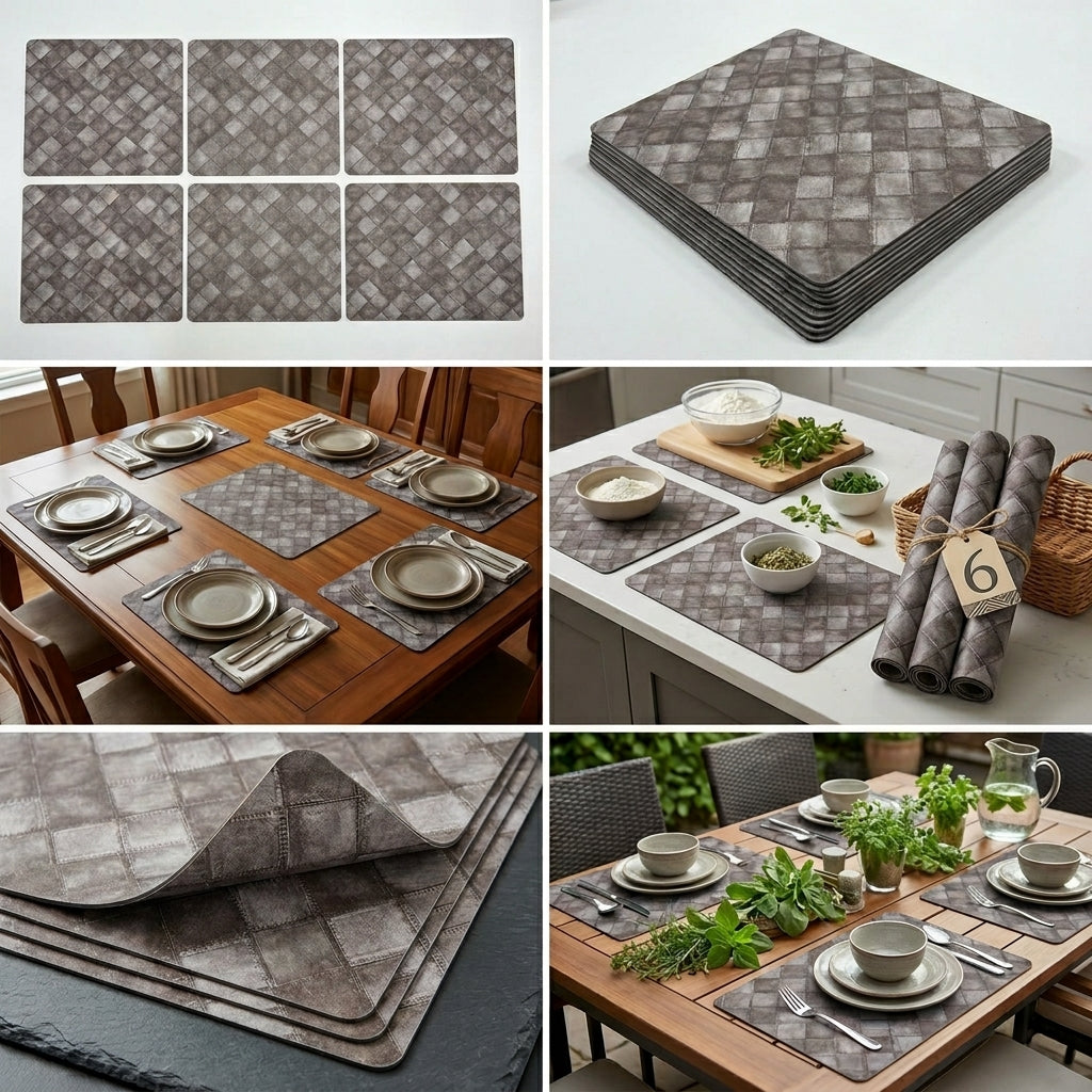 PVC Leather Texture Table Mats – Set of 6