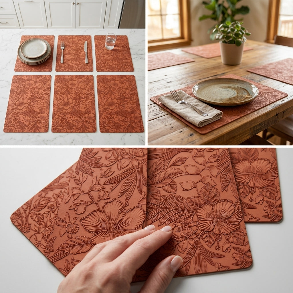 PVC Leather Texture Table Mats – Set of 6