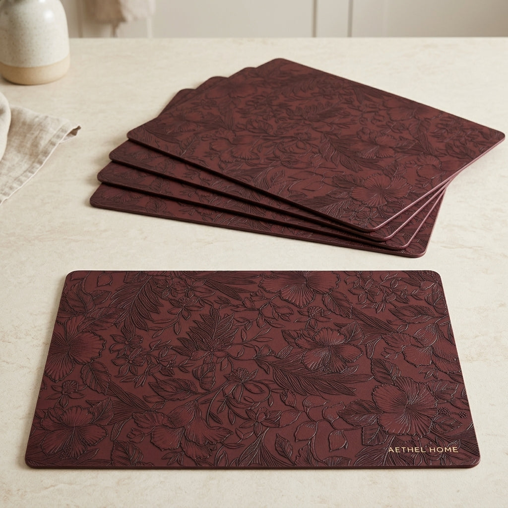 PVC Leather Texture Table Mats – Set of 6
