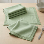 Designer 6-Piece Kitchen Napkin Set | Soft Cotton Dining Napkins with Elegant Lace Border