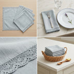 Designer 6-Piece Kitchen Napkin Set | Soft Cotton Dining Napkins with Elegant Lace Border