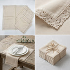 Designer 6-Piece Kitchen Napkin Set | Soft Cotton Dining Napkins with Elegant Lace Border