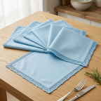 Designer 6-Piece Kitchen Napkin Set | Soft Cotton Dining Napkins with Elegant Lace Border