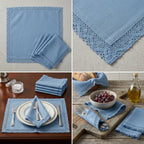 Designer 6-Piece Kitchen Napkin Set | Soft Cotton Dining Napkins with Elegant Lace Border