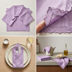 Designer 6-Piece Kitchen Napkin Set | Soft Cotton Dining Napkins with Elegant Lace Border