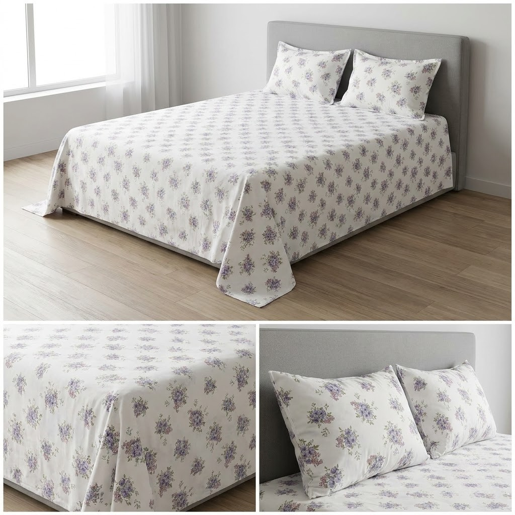 Super Soft Thick Cotton King Size Bedsheet with 2 Matching Pillow Covers