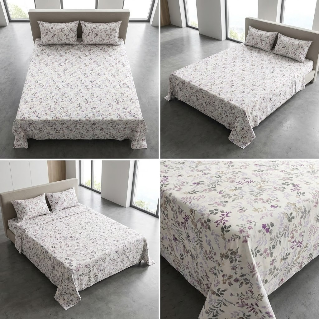 Super Soft Thick Cotton King Size Bedsheet with 2 Matching Pillow Covers