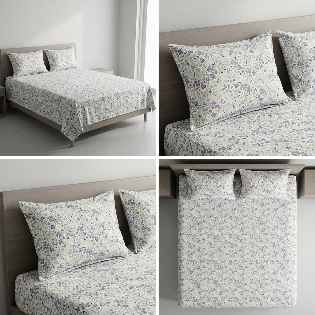 Super Soft Thick Cotton King Size Bedsheet with 2 Matching Pillow Covers