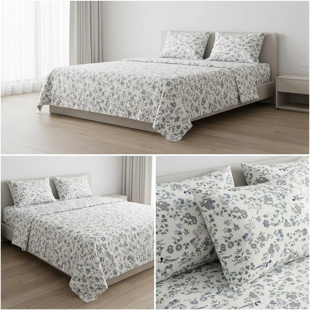 Super Soft Thick Cotton King Size Bedsheet with 2 Matching Pillow Covers