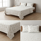 Super Soft Thick Cotton King Size Bedsheet with 2 Matching Pillow Covers