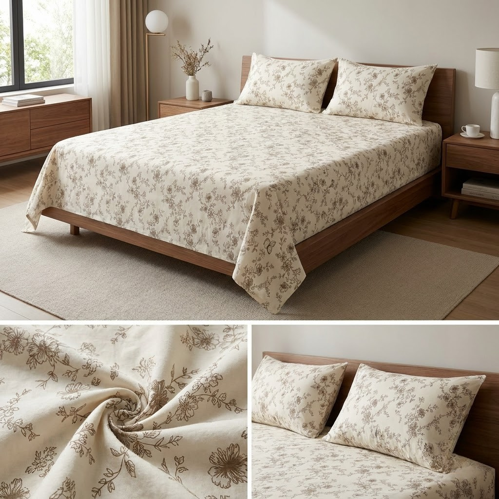 Super Soft Thick Cotton King Size Bedsheet with 2 Matching Pillow Covers