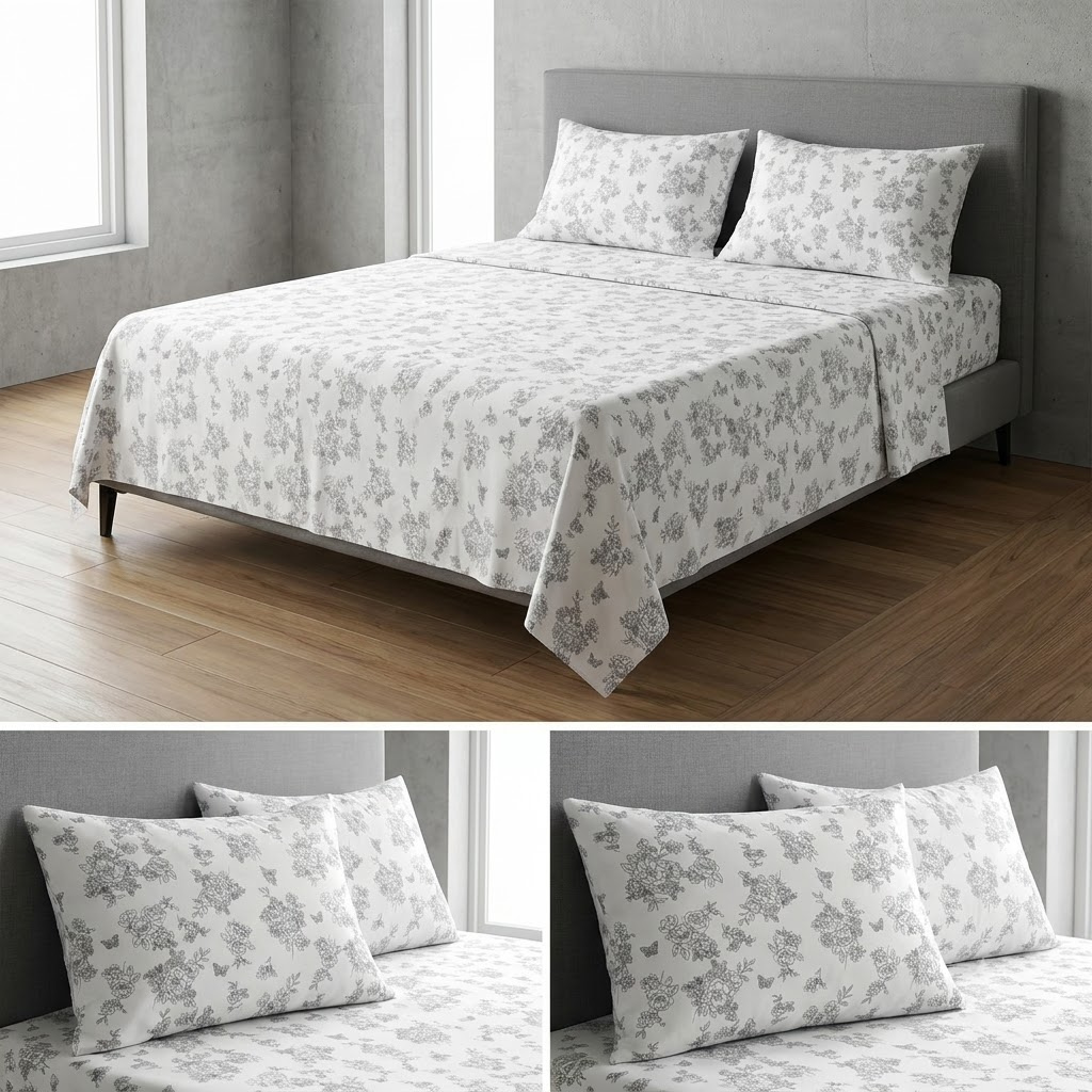 Super Soft Thick Cotton King Size Bedsheet with 2 Matching Pillow Covers