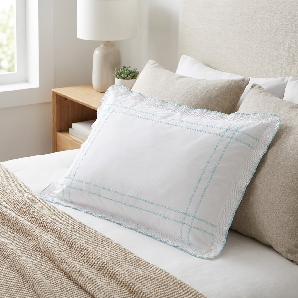 Luxury Embroidered Frill Pillow Cover Pair – Premium Floral Collection