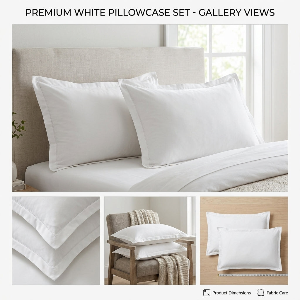 White Plain Cotton Pillow Cover – King Size (20 × 36 Inch) Set of 2