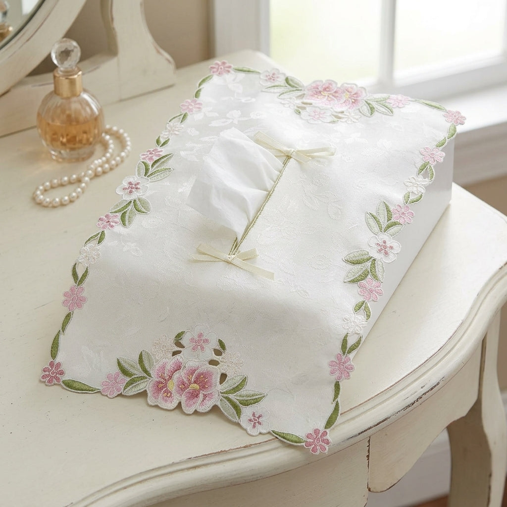 Elegant Embroidered Tissue Box Cover