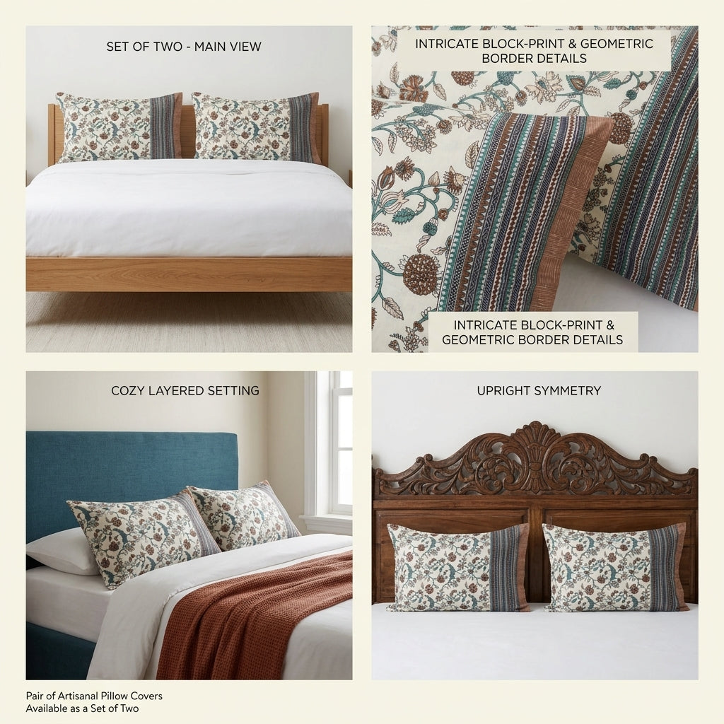 Premium Cotton Pillow Covers (Set of 2) – Multicolour 20* 36 inch
