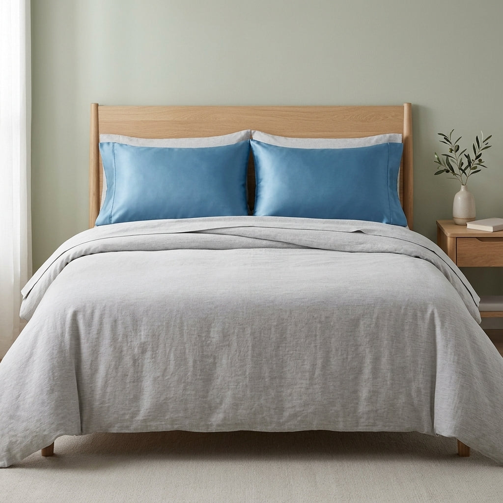 Sky Blue Plain Cotton Pillow Cover – King Size (20 × 36 Inch) Set Of 2