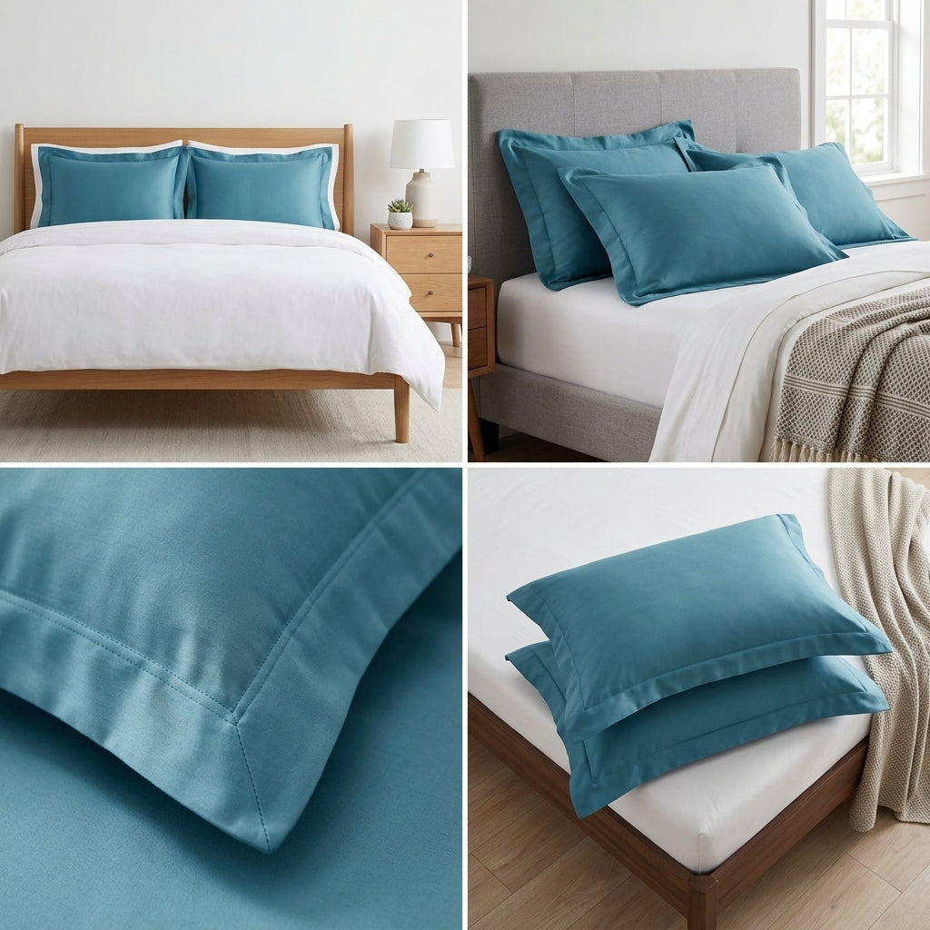 Sky Blue Plain Cotton Pillow Cover – King Size (20 × 36 Inch) Set Of 2