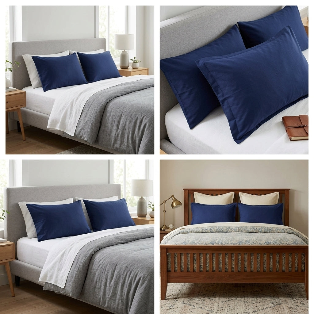 Royal Blue Plain Cotton Pillow Cover – King Size (20 × 36 Inch) Set OF 2