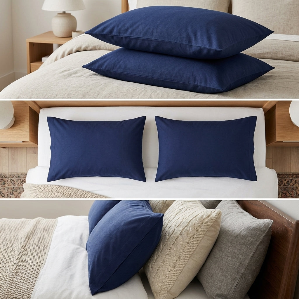 Royal Blue Plain Cotton Pillow Cover – King Size (20 × 36 Inch) Set OF 2