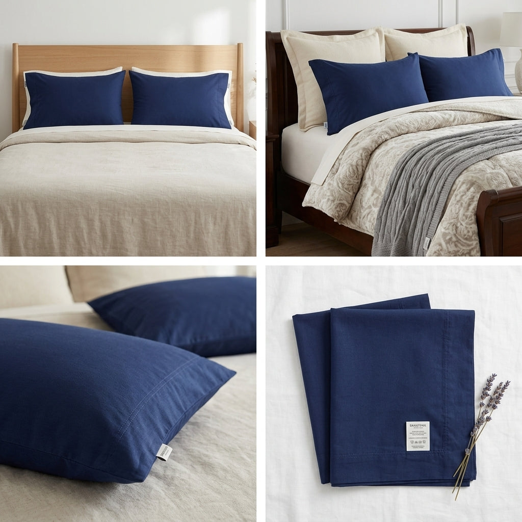 Royal Blue Plain Cotton Pillow Cover – King Size (20 × 36 Inch) Set OF 2