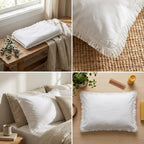Premium White Frill Pillow Cover Pair – Minimal Elegant Collection Product Code :- 55B29RKEH
