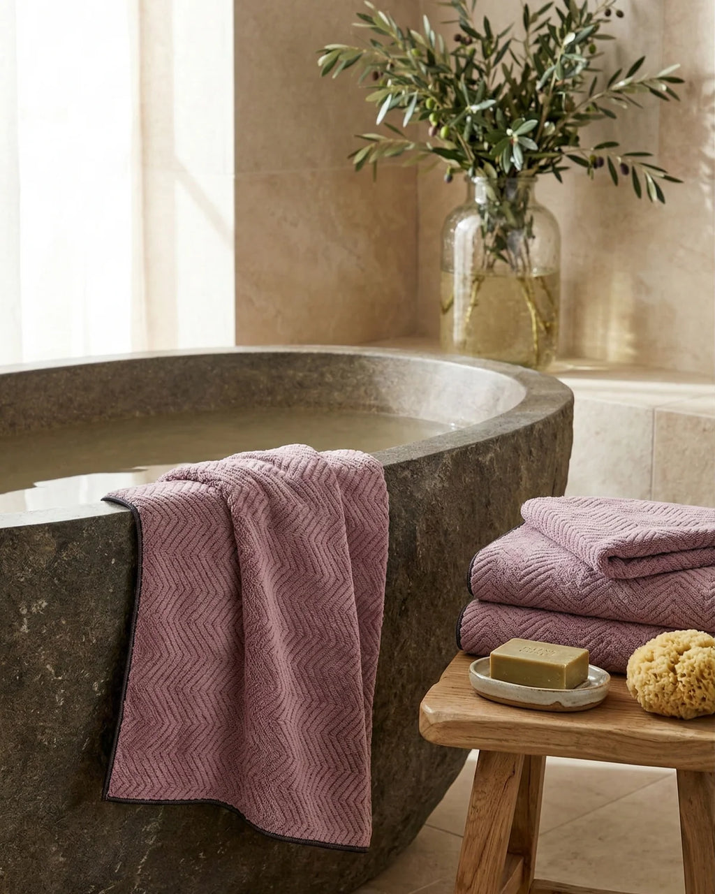 Bamboo Wood 4pc Bath Towel Set