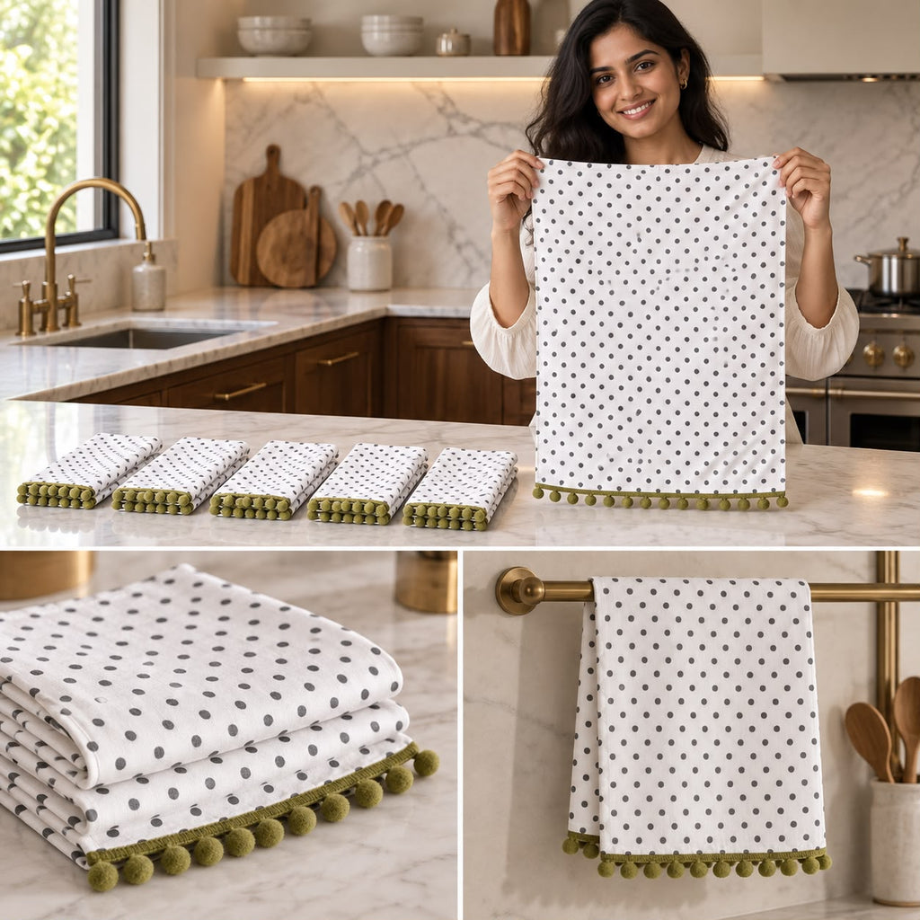 Festive Kitchen Towel Set – 6 Pcs Printed Decorative Hand Towels