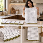 Festive Kitchen Towel Set – 6 Pcs Printed Decorative Hand Towels