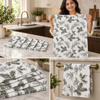Festive Kitchen Towel Set – 6 Pcs Printed Decorative Hand Towels