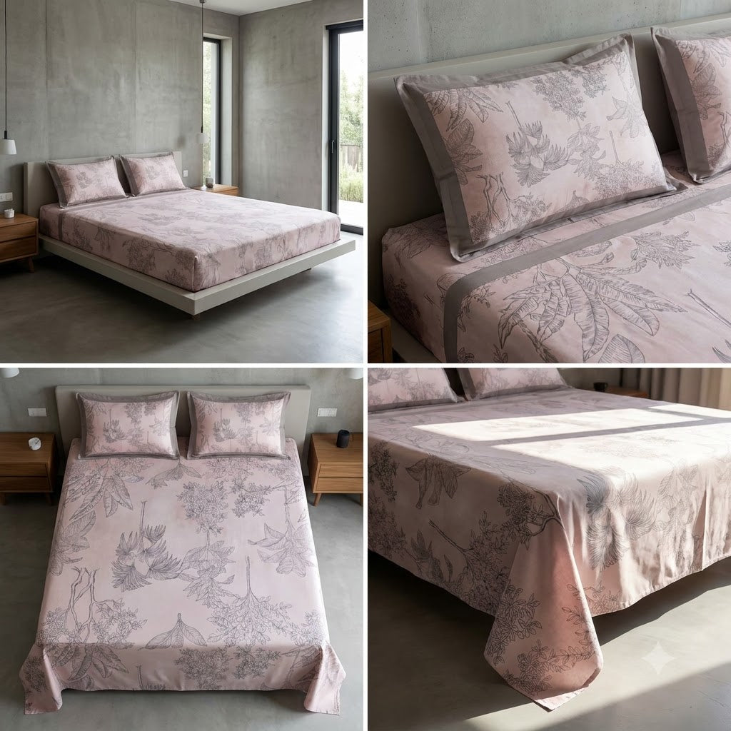 Luxury 350 Thread Count Pure Cotton Floral Bedsheets Product Code :- 55B175RKEH
