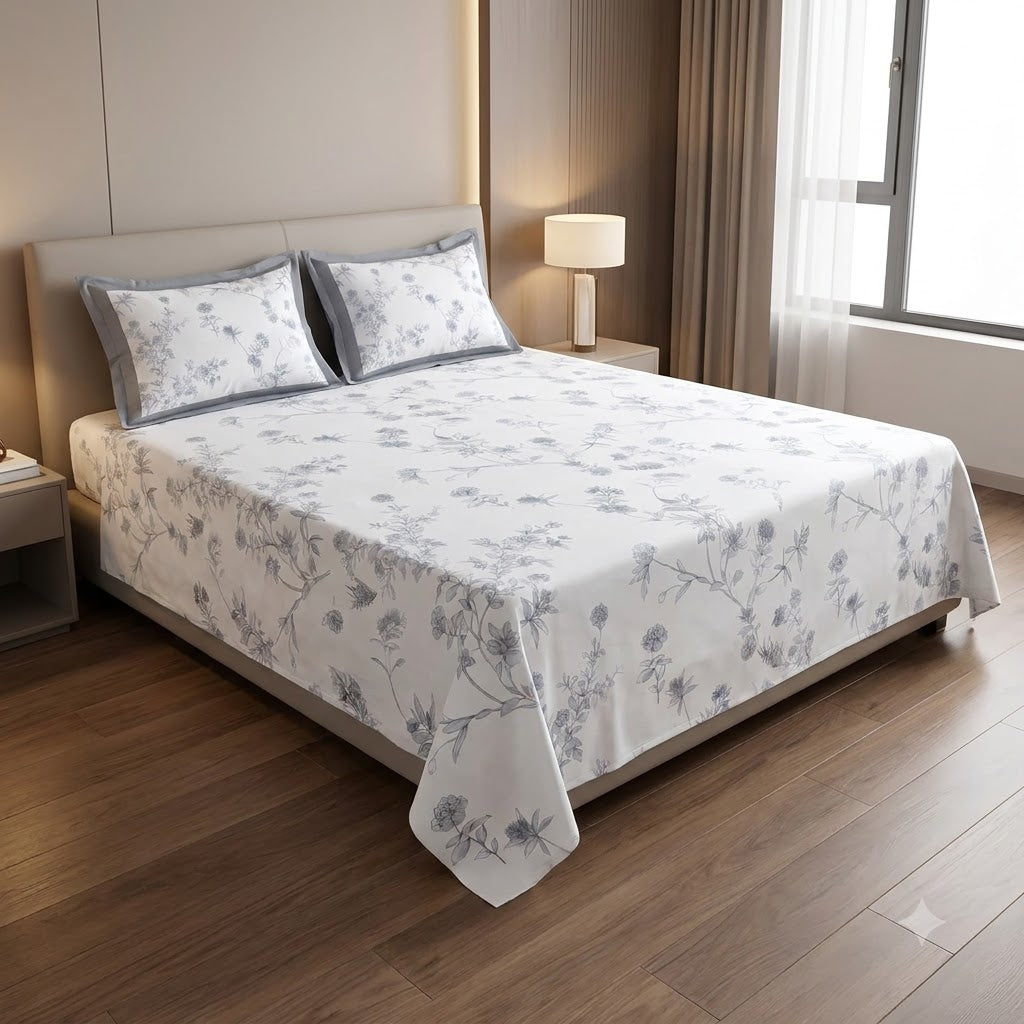 Luxury 350 Thread Count Pure Cotton Floral Bedsheets Product Code :- 55B175RKEH