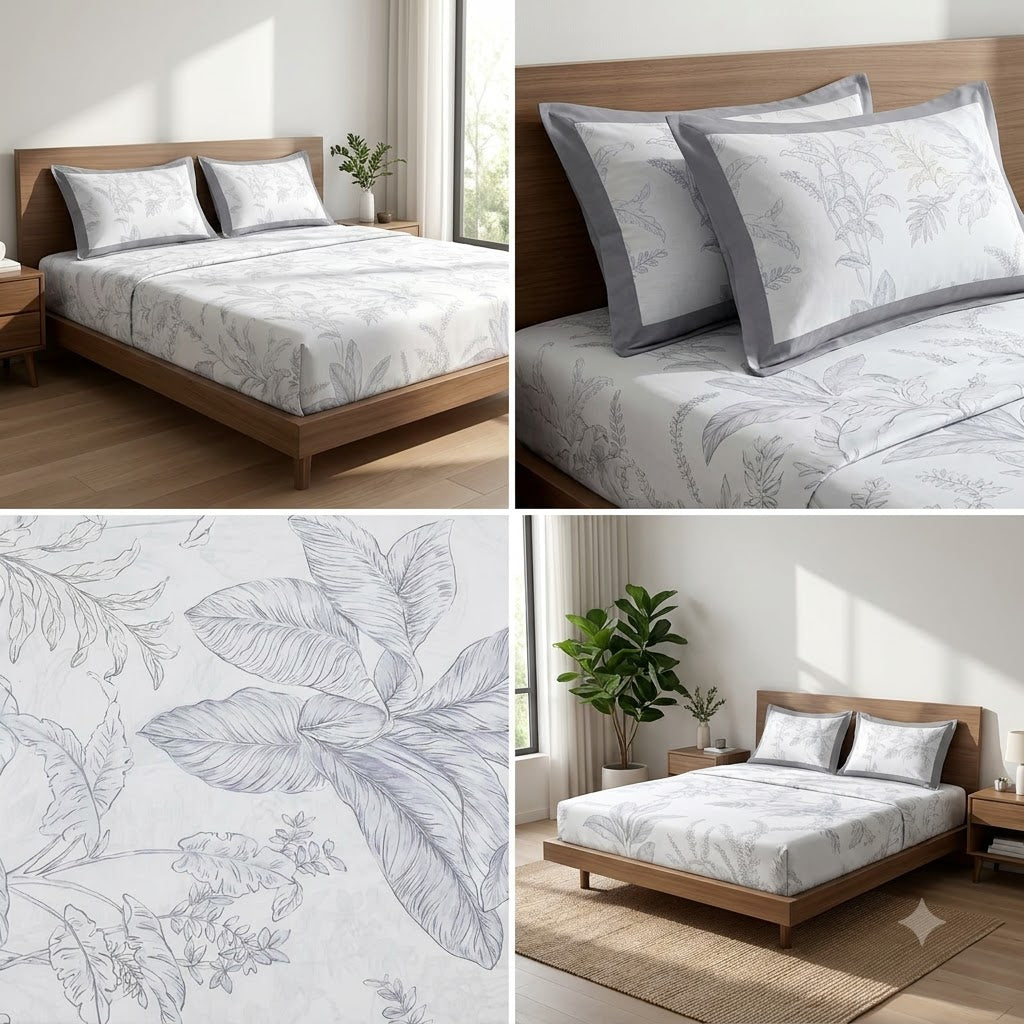 Luxury 350 Thread Count Pure Cotton Floral Bedsheets Product Code :- 55B175RKEH