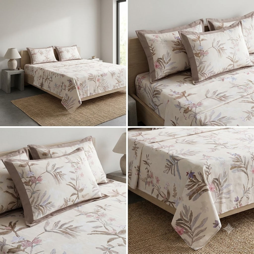 Luxury 350 Thread Count Pure Cotton Floral Bedsheets Product Code :- 55B175RKEH