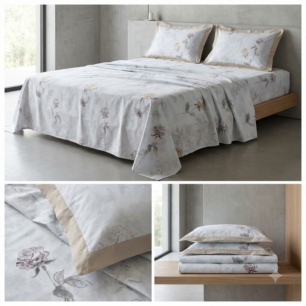 Luxury 350 Thread Count Pure Cotton Floral Bedsheets Product Code :- 55B175RKEH