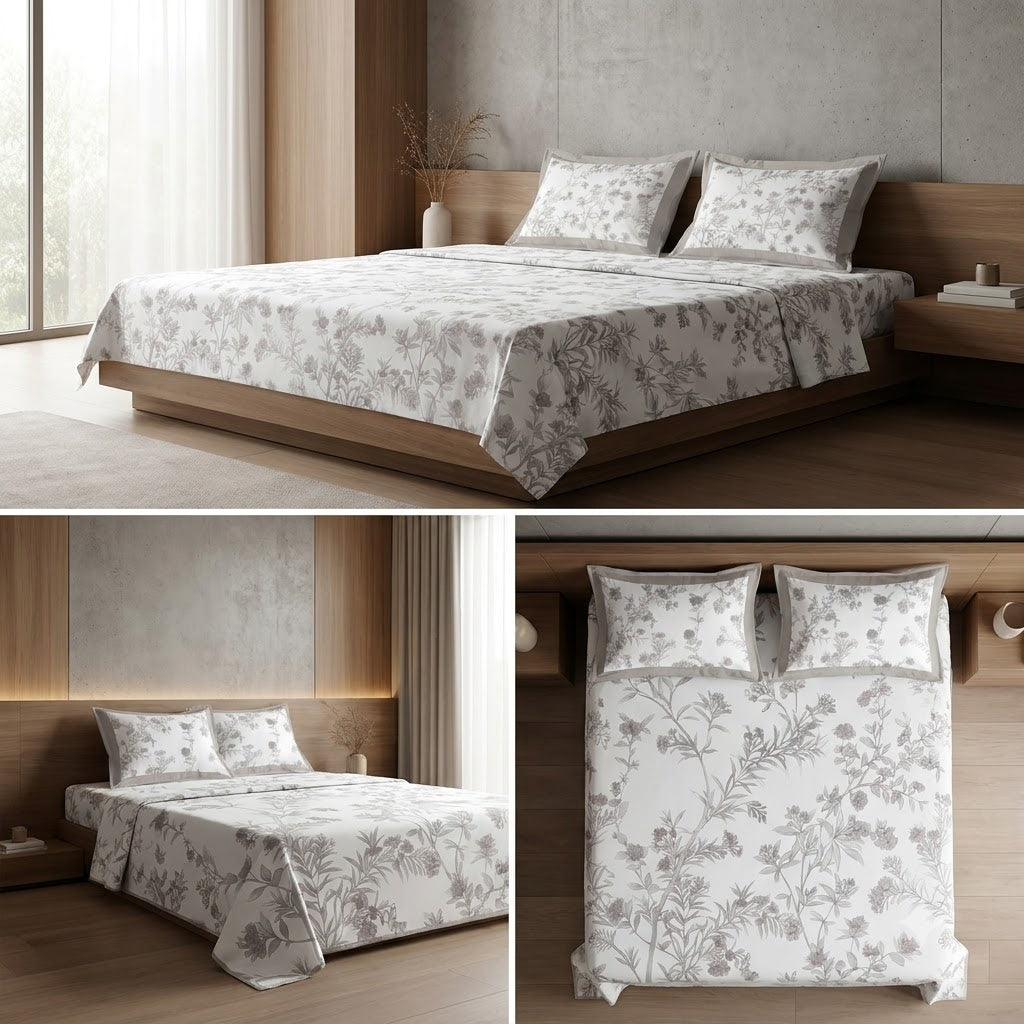 Luxury 350 Thread Count Pure Cotton Floral Bedsheets Product Code :- 55B175RKEH