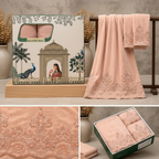 Premium Wedding Towel Set of 4 – Designer Embroidered Bath & Hand Towels | Product Code :- 55B155RKEH