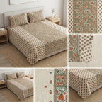 Ajrakh Pure Cotton King Size Bedsheet Set (108 x 108 Inches)