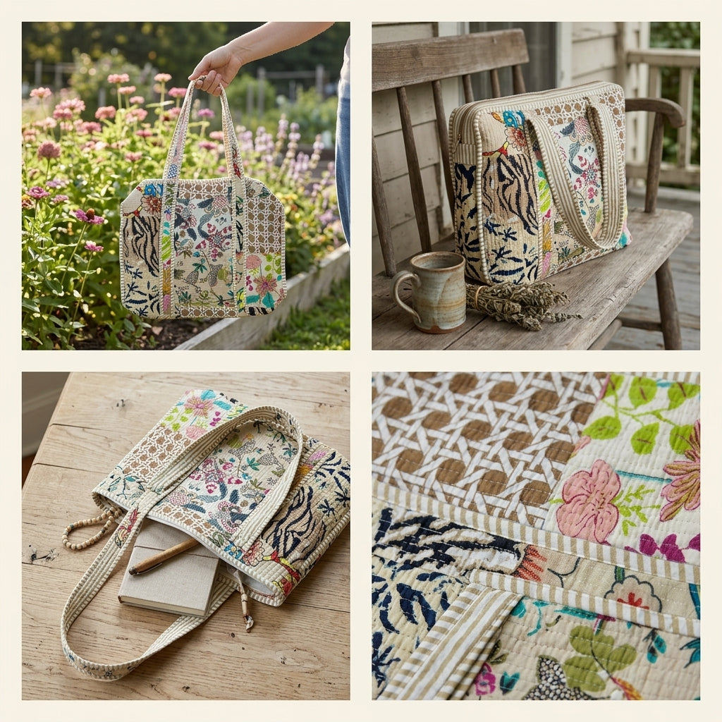 Quilted Cotton Tote Bag – Stylish, Spacious & Everyday Ready