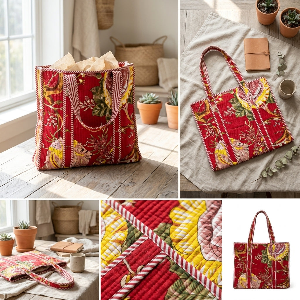 Quilted Cotton Tote Bag – Stylish, Spacious & Everyday Ready