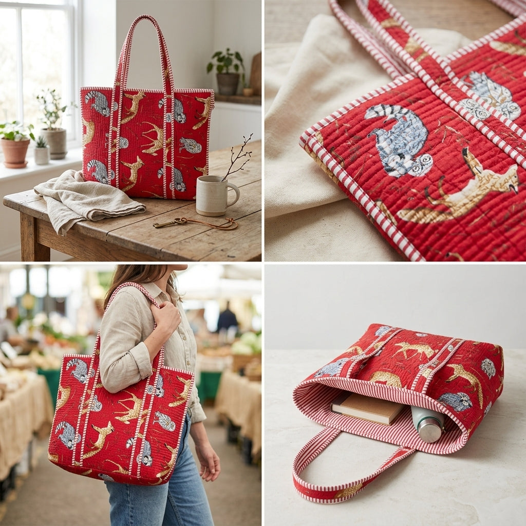 Quilted Cotton Tote Bag – Stylish, Spacious & Everyday Ready