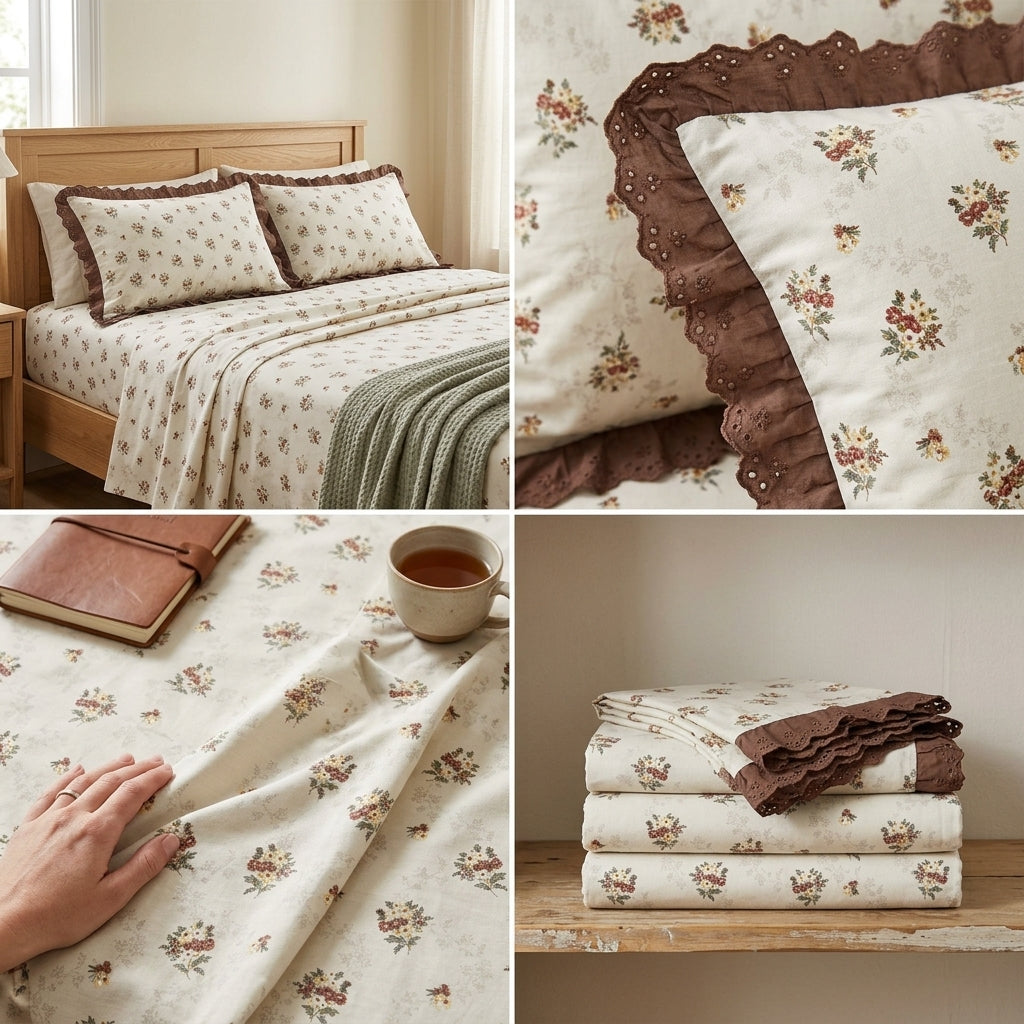 Pure Cotton Bedsheet With Chicken Lace Pillow Covers 108 x 108 inch