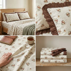 Pure Cotton Bedsheet With Chicken Lace Pillow Covers 108 x 108 inch Product Code :- 55B162RKEH
