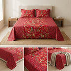 Ajrakh Pure Cotton King Size Bedsheet Set (108 x 108 Inches)