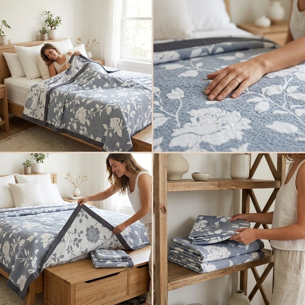 ✨ Natural Fiber Cotton Top Sheet – Soft & Elegant Everyday Comfort ✨