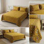 Ajrakh Pure Cotton King Size Bedsheet Set (108 x 108 Inches)