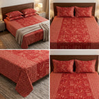 Ajrakh Pure Cotton King Size Bedsheet Set (108 x 108 Inches)